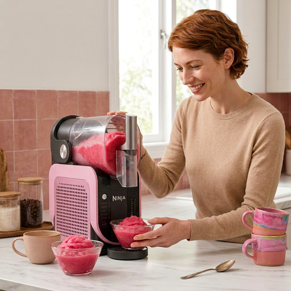 Daria in a photoshoot for a slushy-maker
